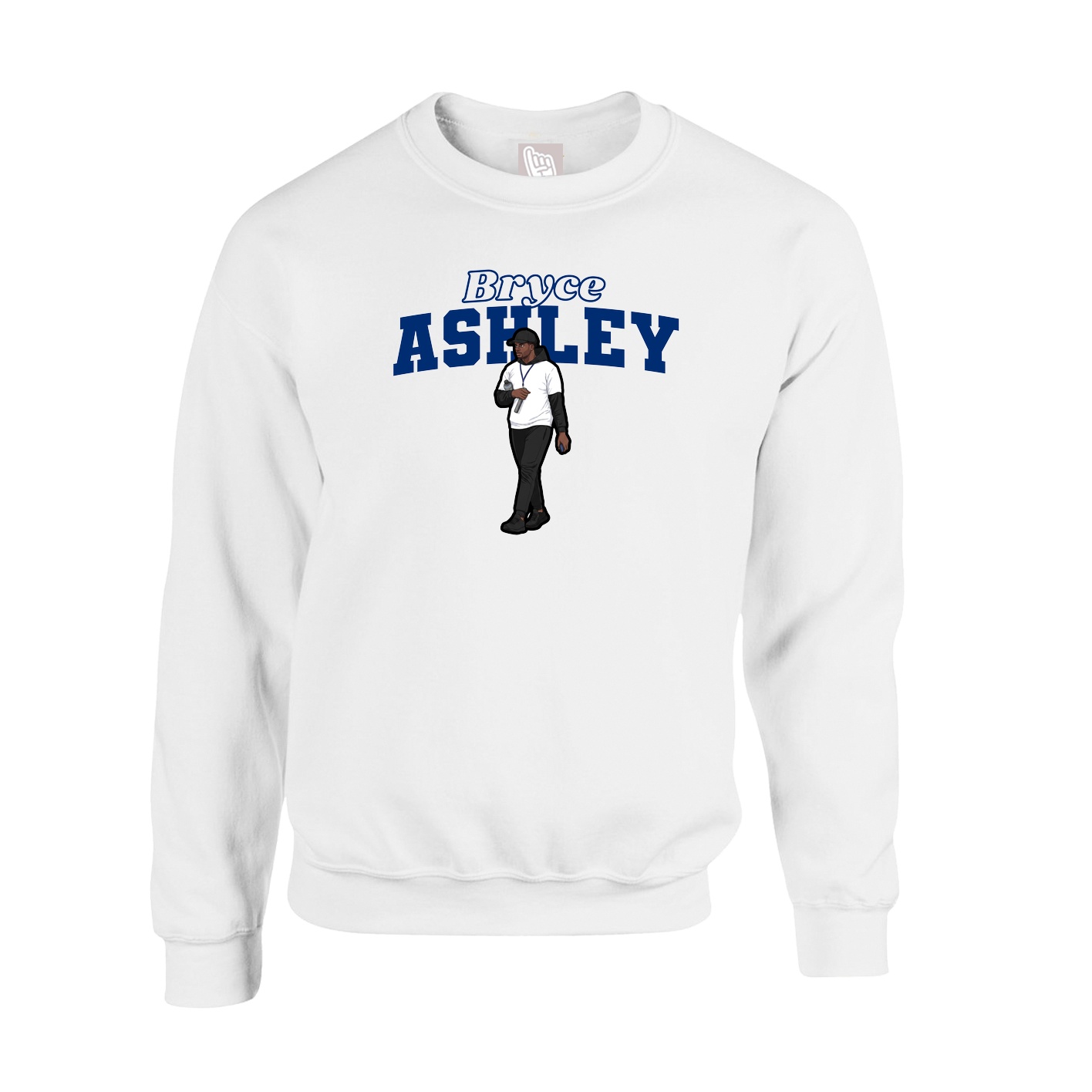 Fleece Crew — Name Arch in White