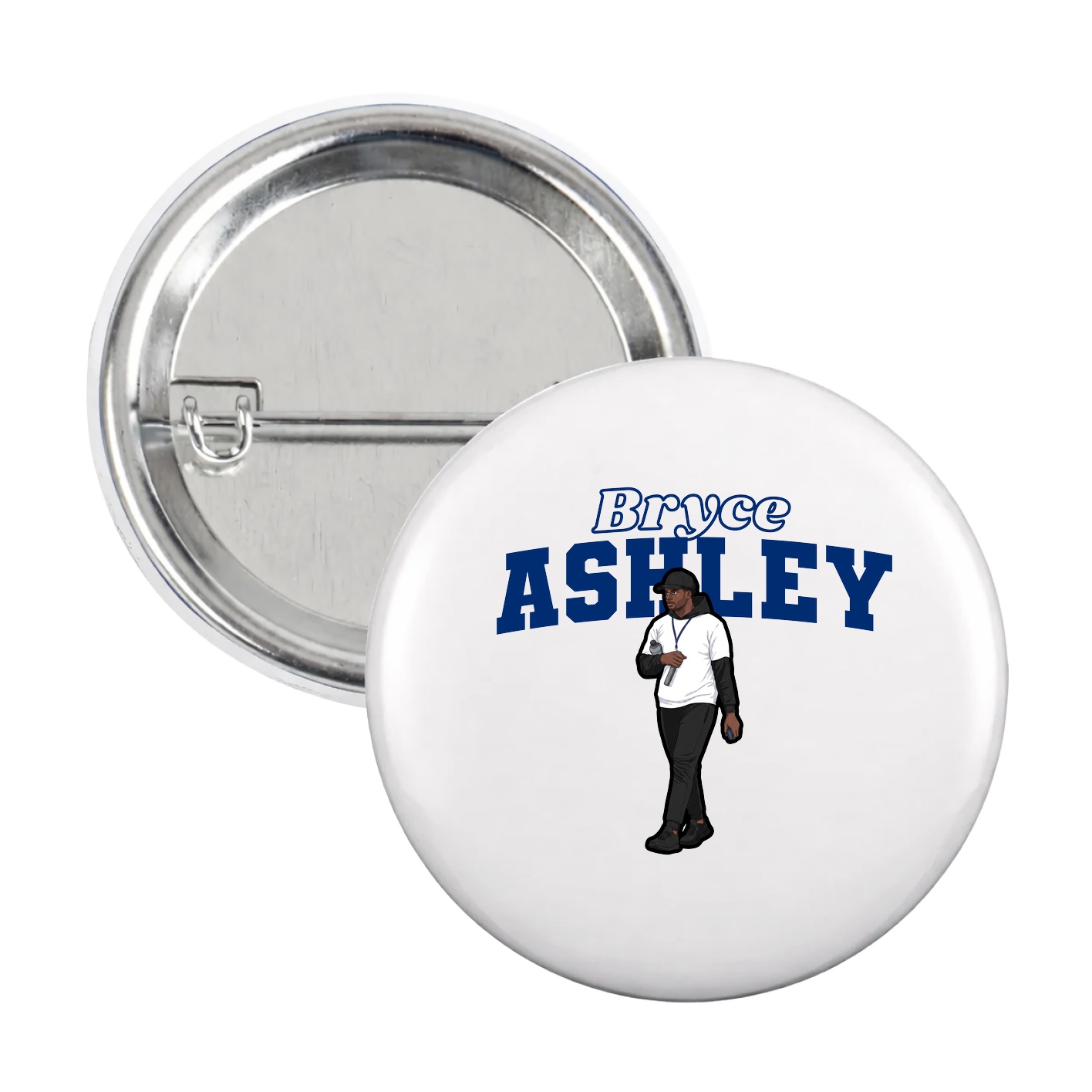 Game Day Button — Name Arch in White
