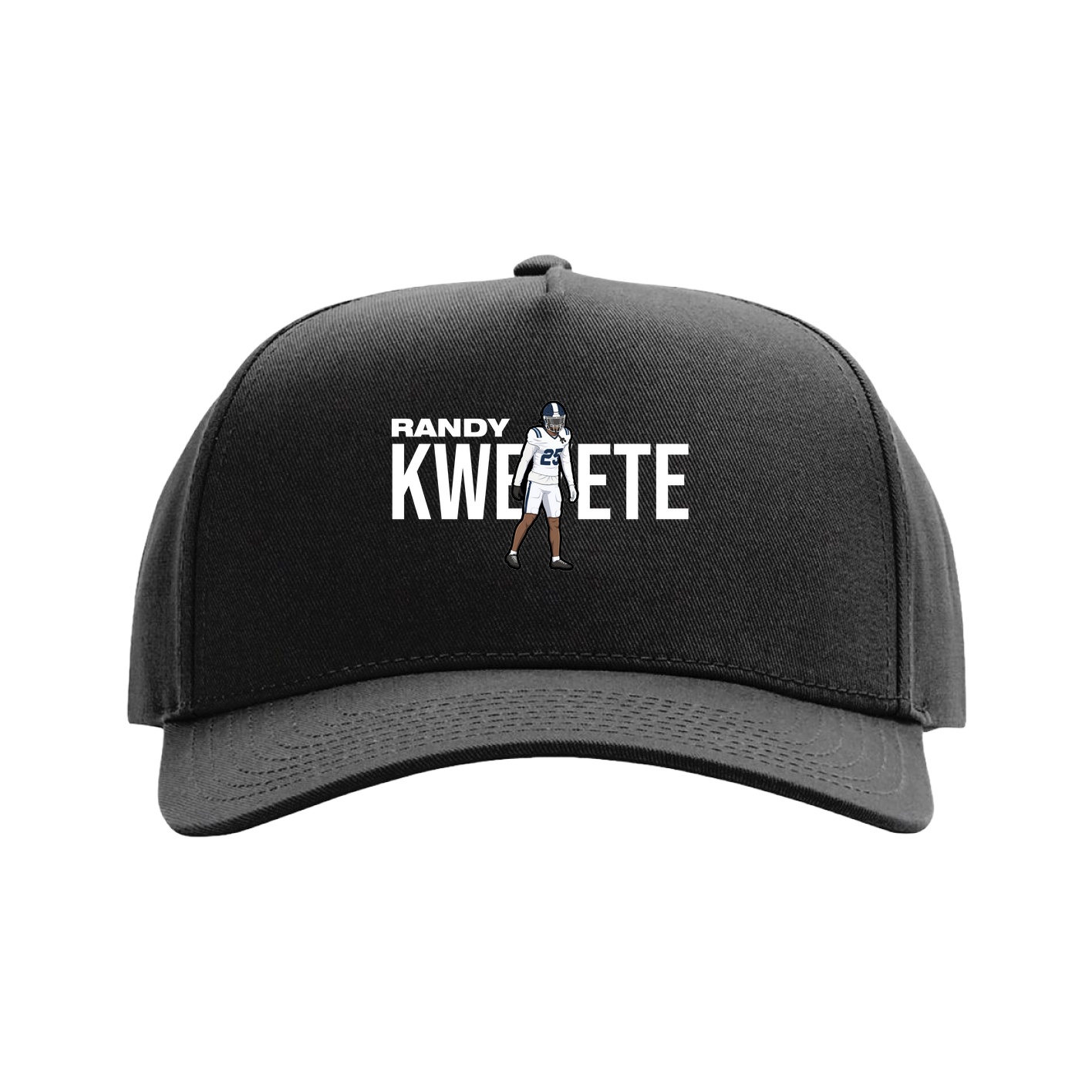 Full Fabric Five-Panel Champ Cap — Player Name in Black