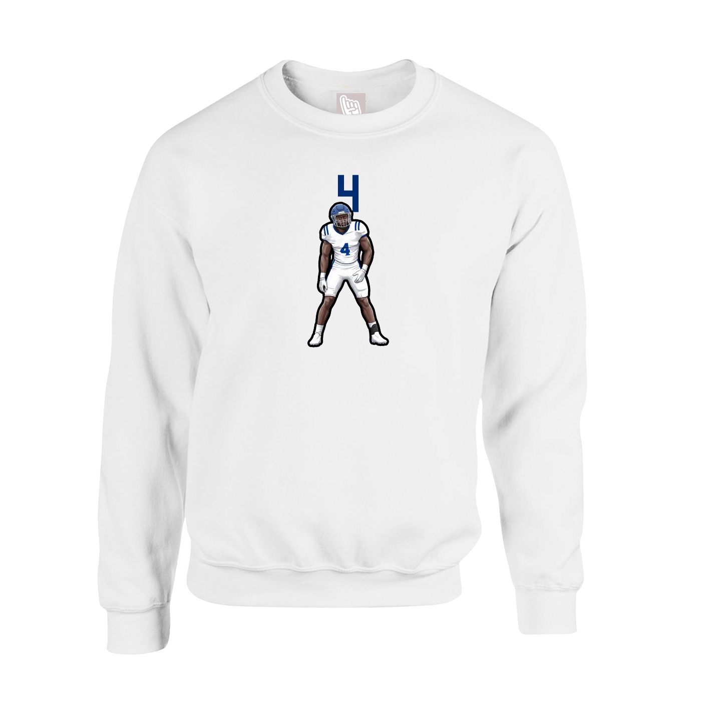 Fleece Crew — Number Top in White