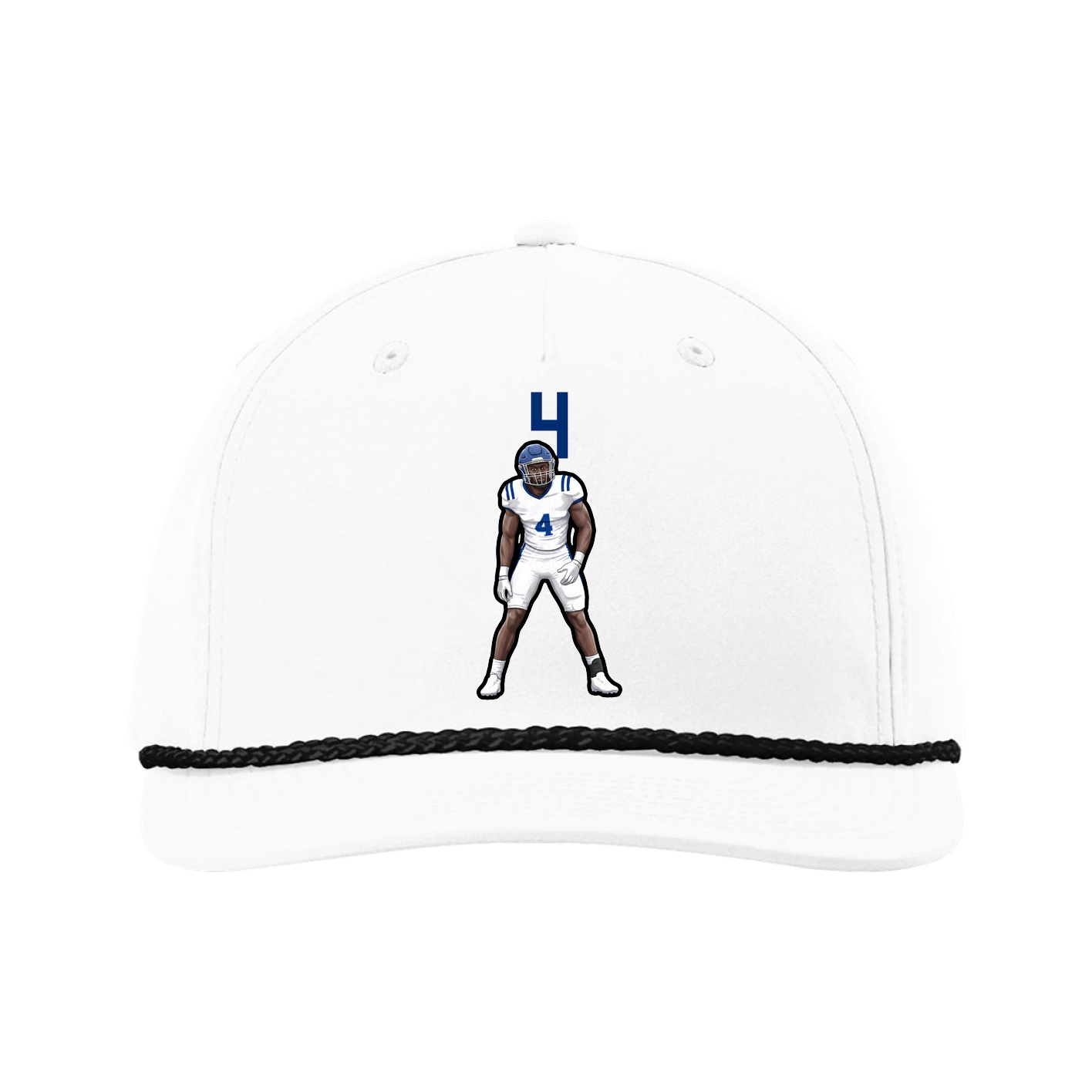 Five-Panel Classic Rope Cap — Number Top in White