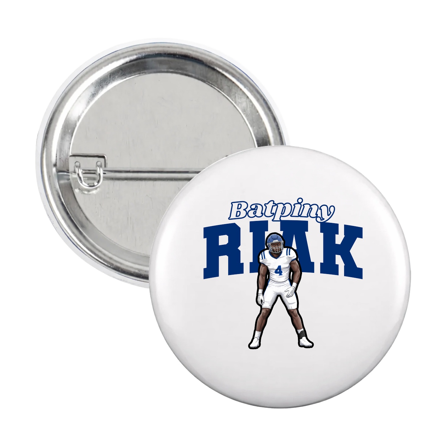 Game Day Button — Name Arch in White