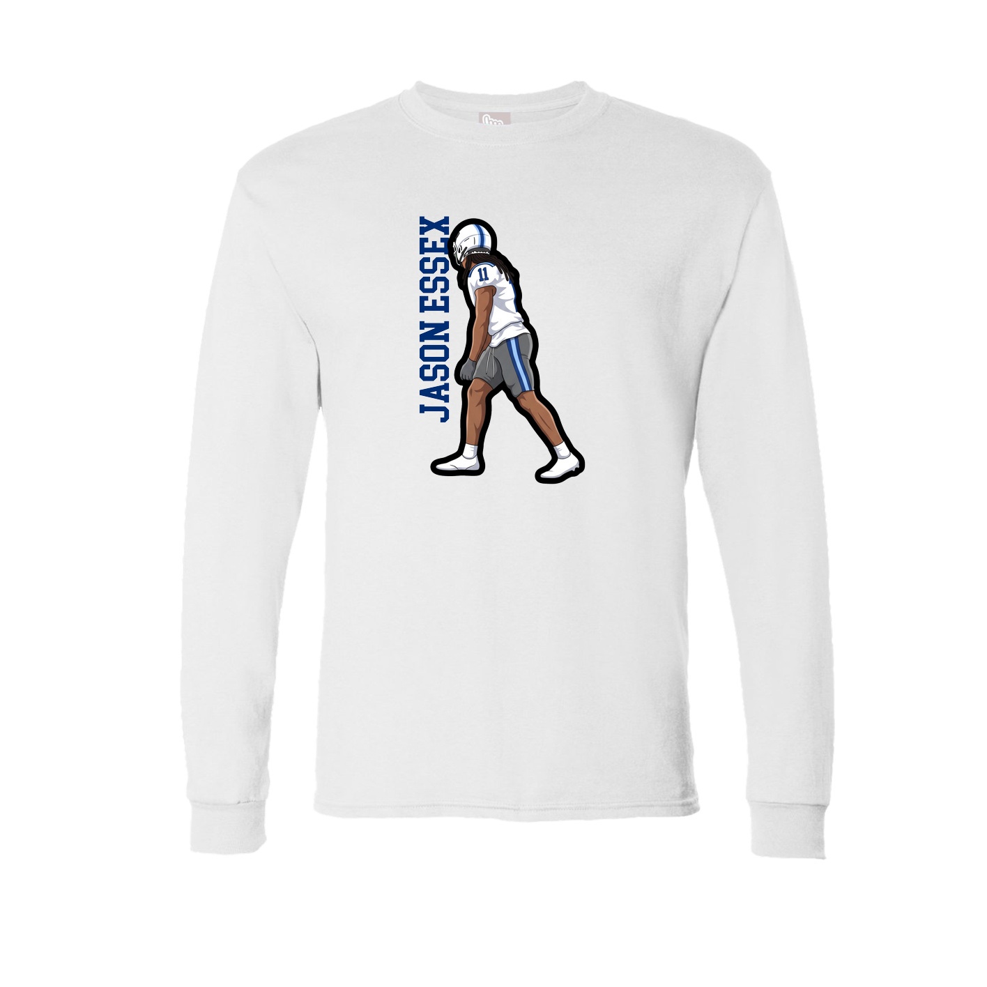 Long Sleeve Tee — Name Vertical in White