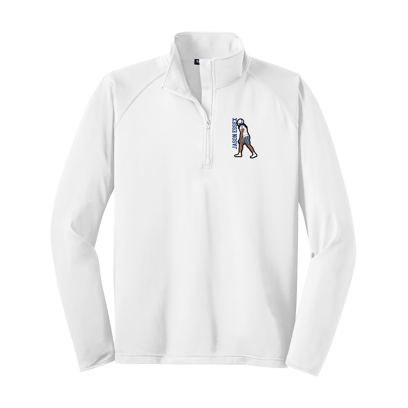 Q-Zip Pullover — Name Vertical in White