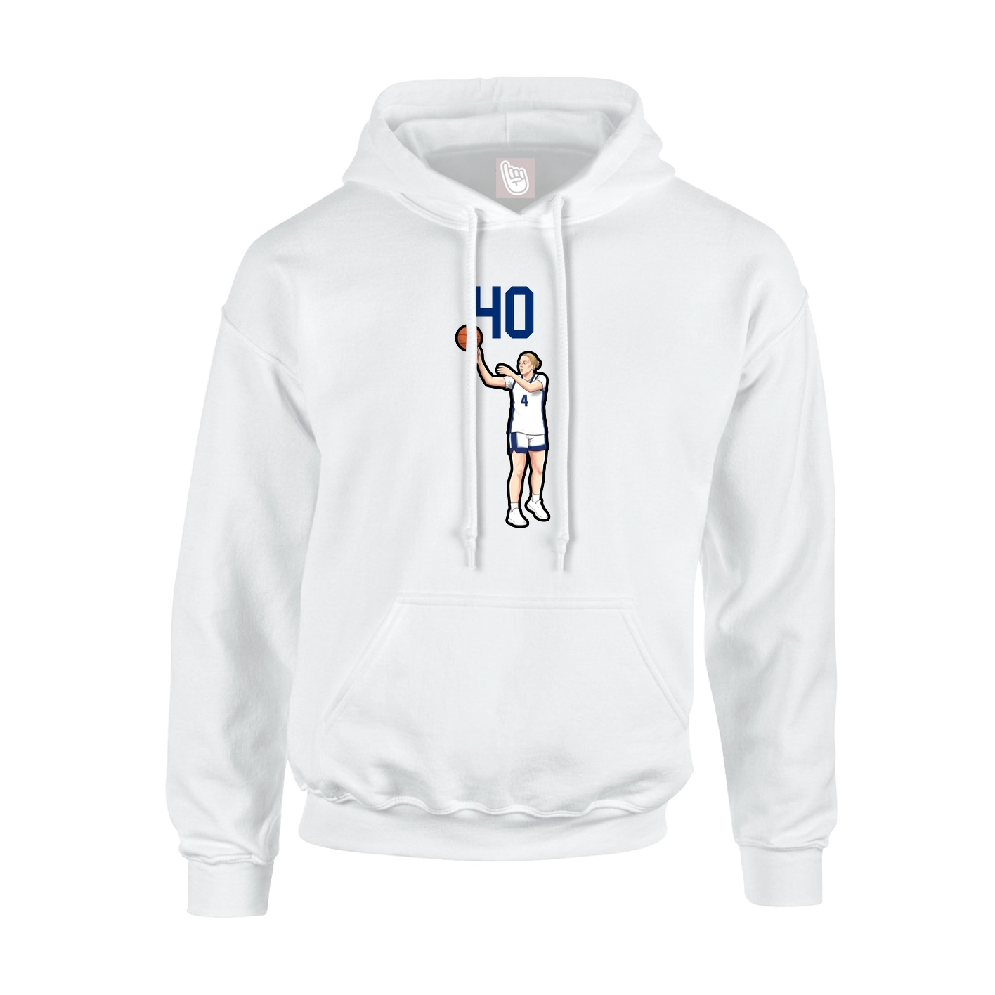Youth Hoodie — Number Top in White