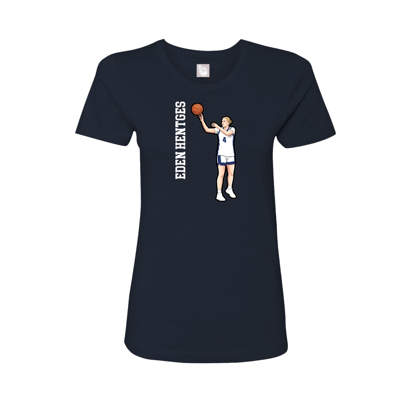 Fitted Women's Tee — Name Vertical in Navy