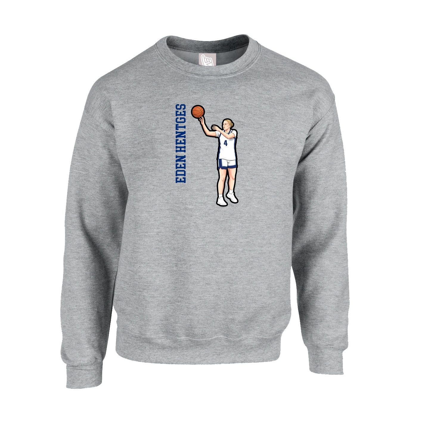 Fleece Crew — Name Vertical in Grey