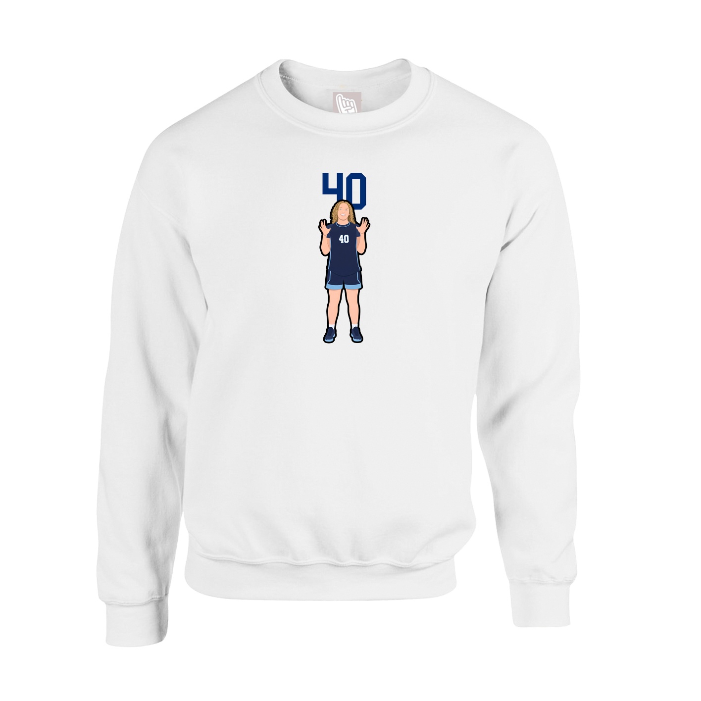 Fleece Crew — Number Top in White