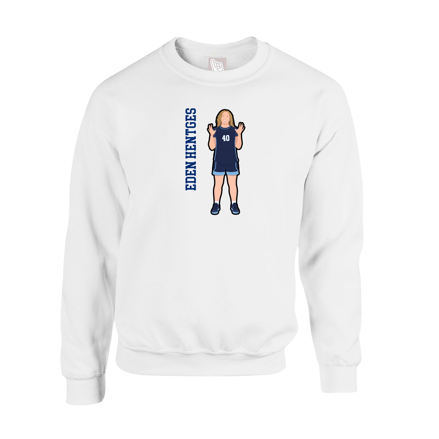 Fleece Crew — Name Vertical in White