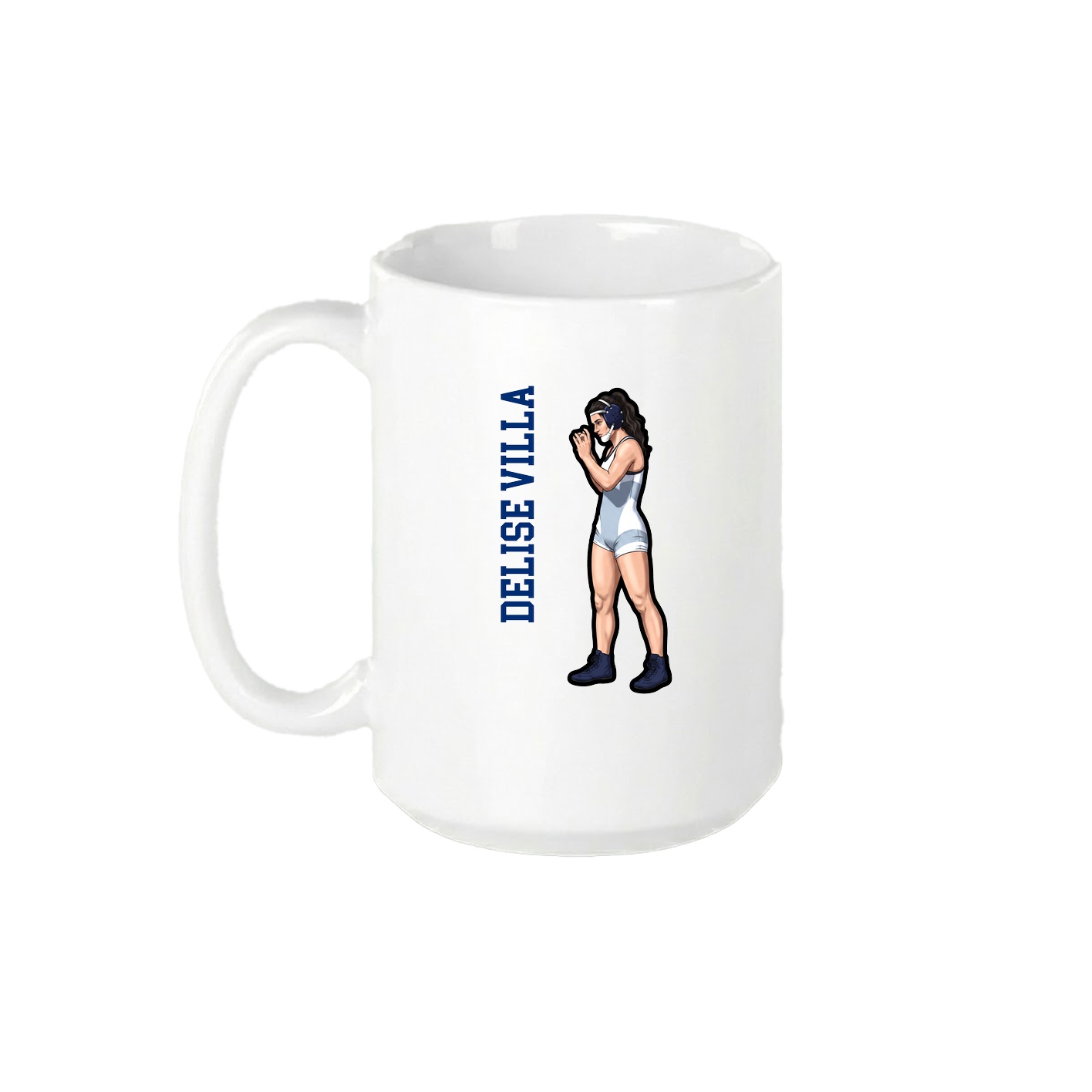 15oz Coffee Mug — Name Vertical in White