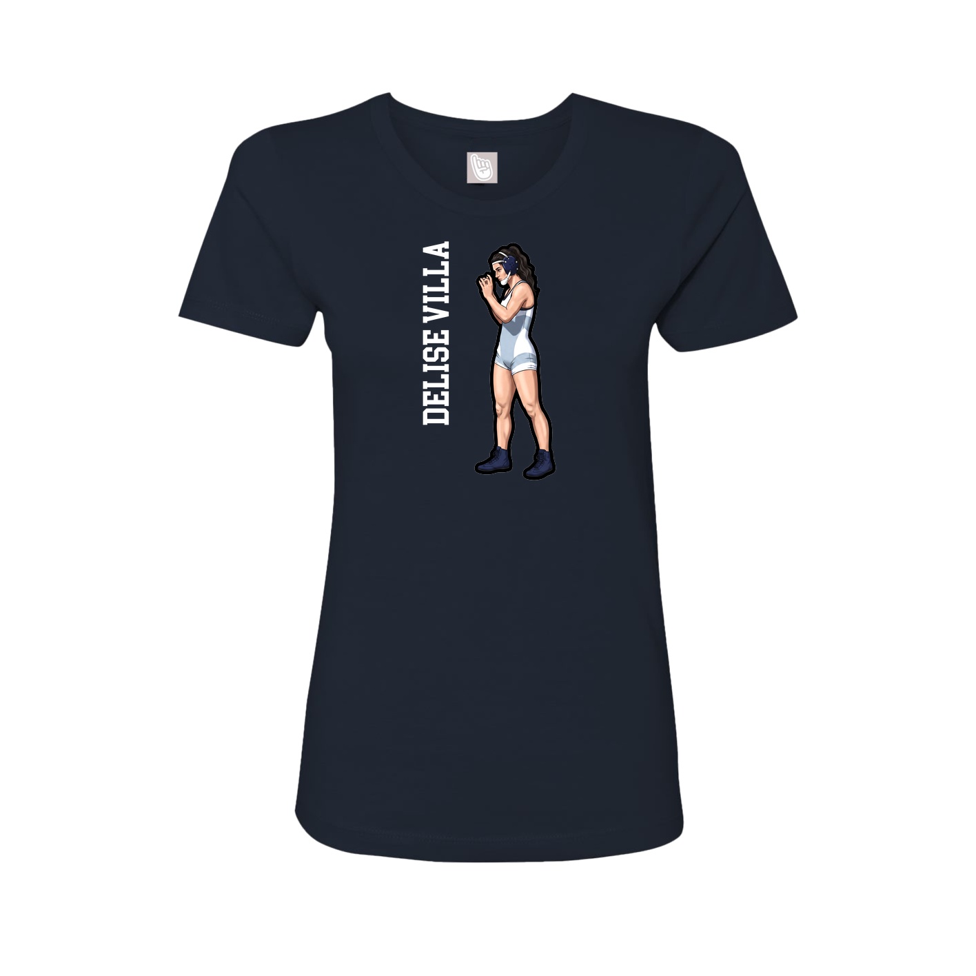 Fitted Women's Tee — Name Vertical in Navy