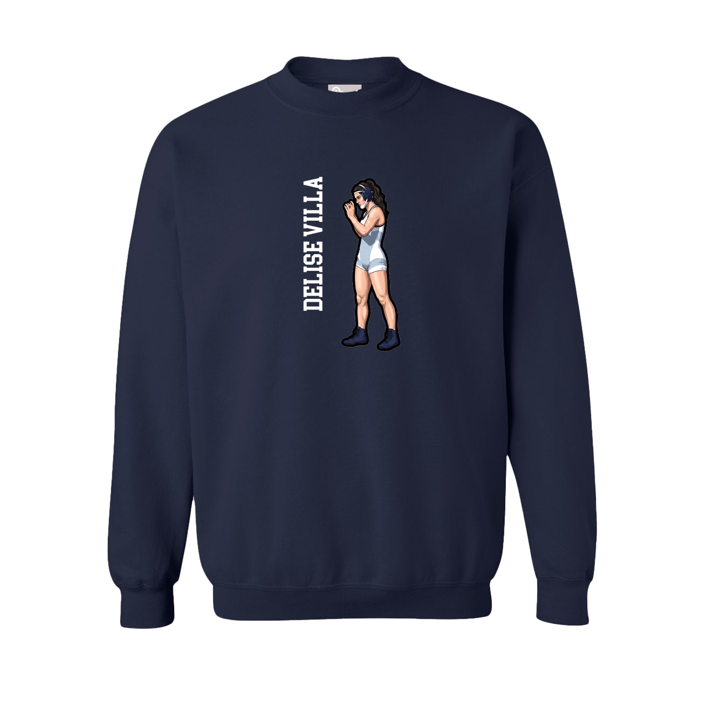 Fleece Crew — Name Vertical in Navy