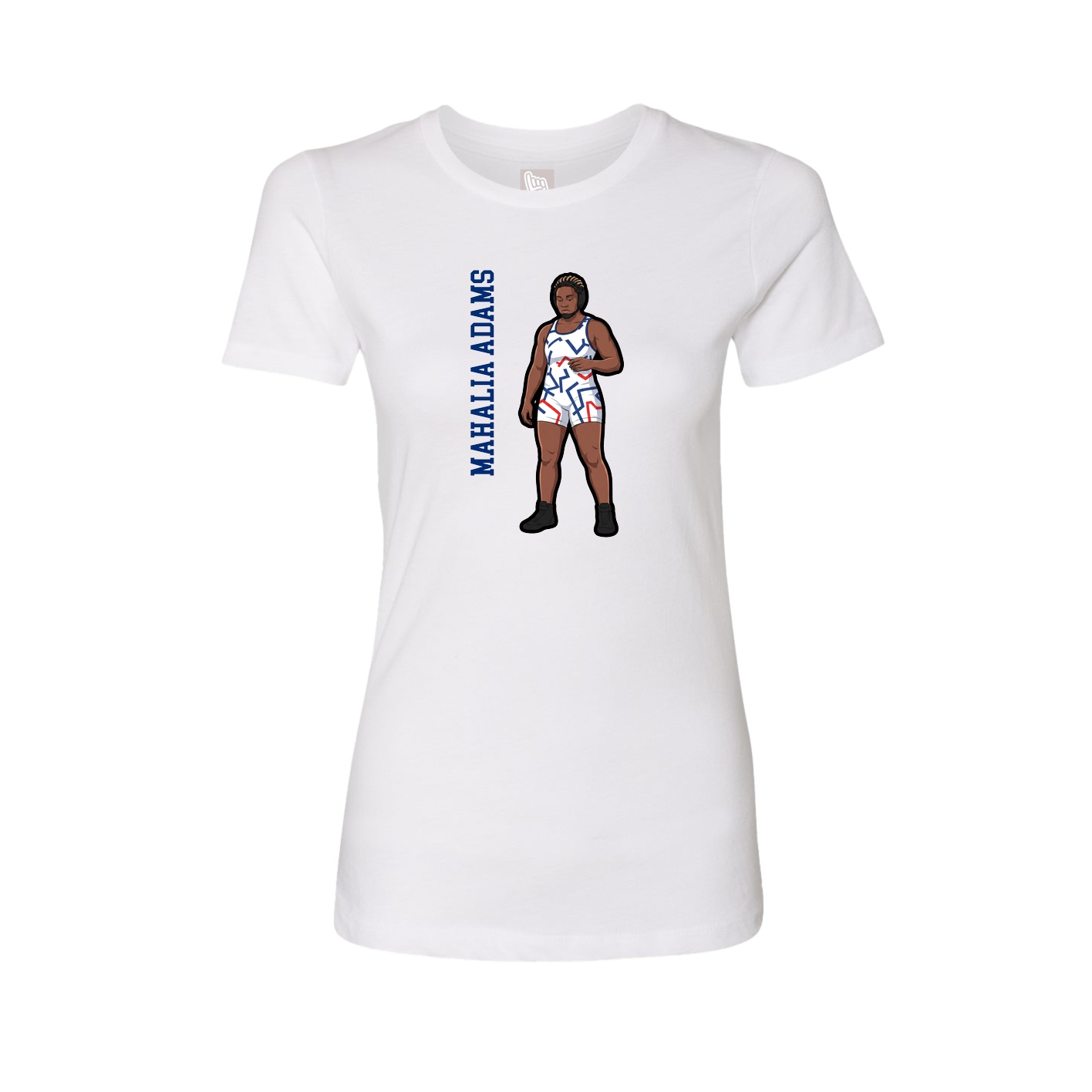 Fitted Women's Tee — Name Vertical in White