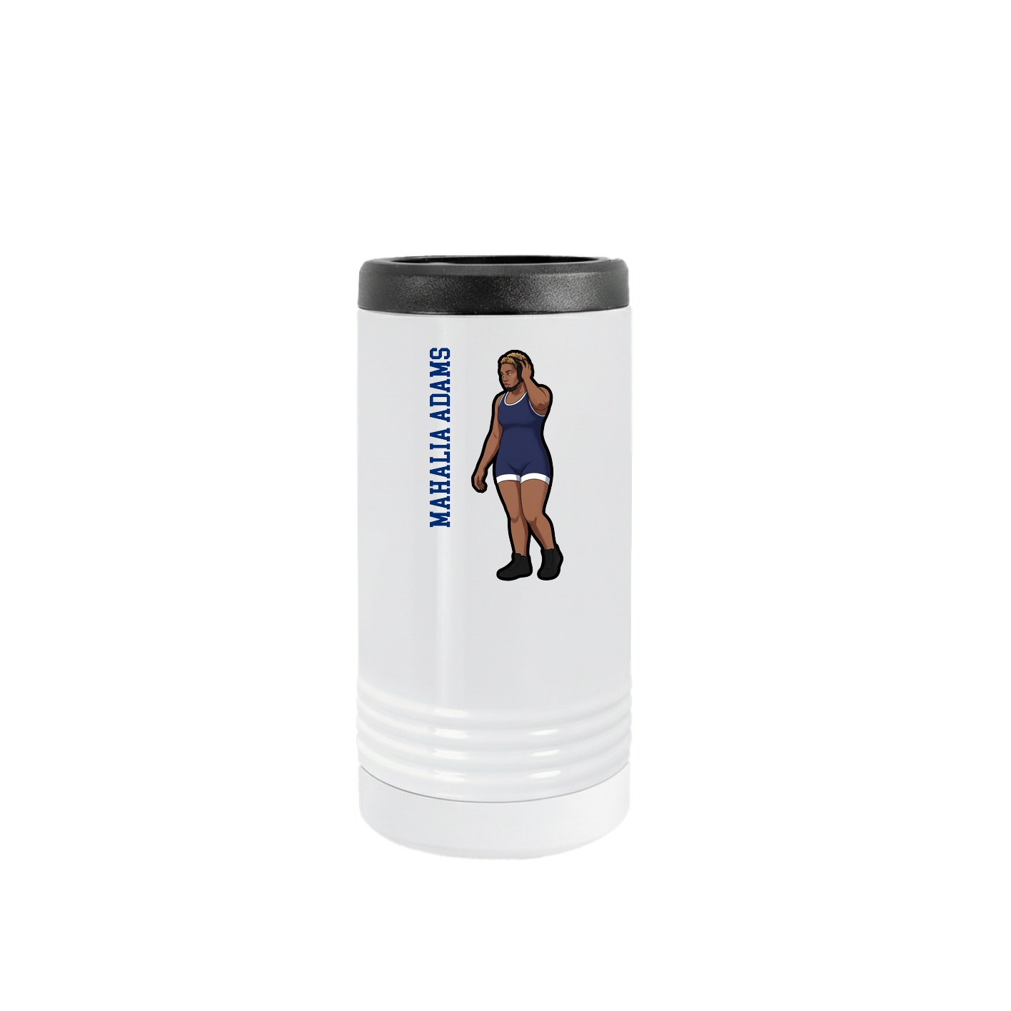 Slim Beverage Holder — Name Vertical in White