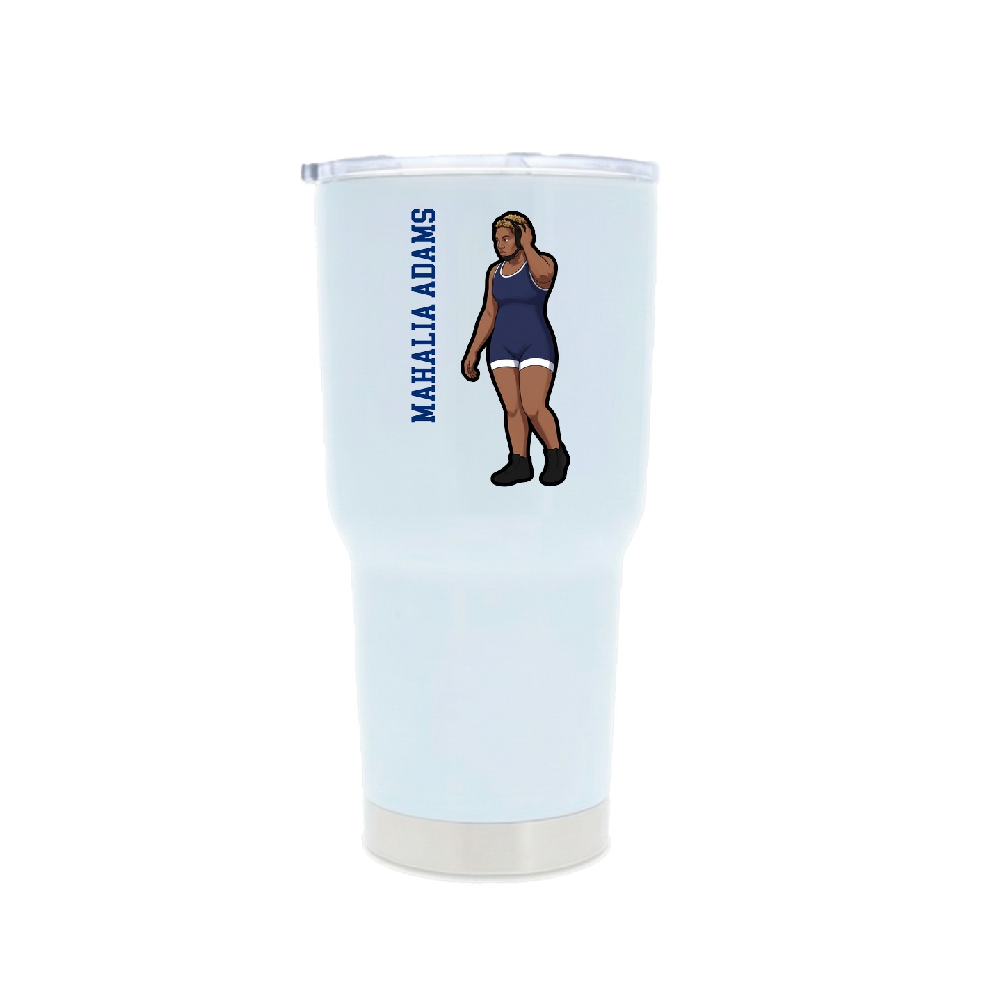 30oz Stainless Steel Tumbler — Name Vertical in White