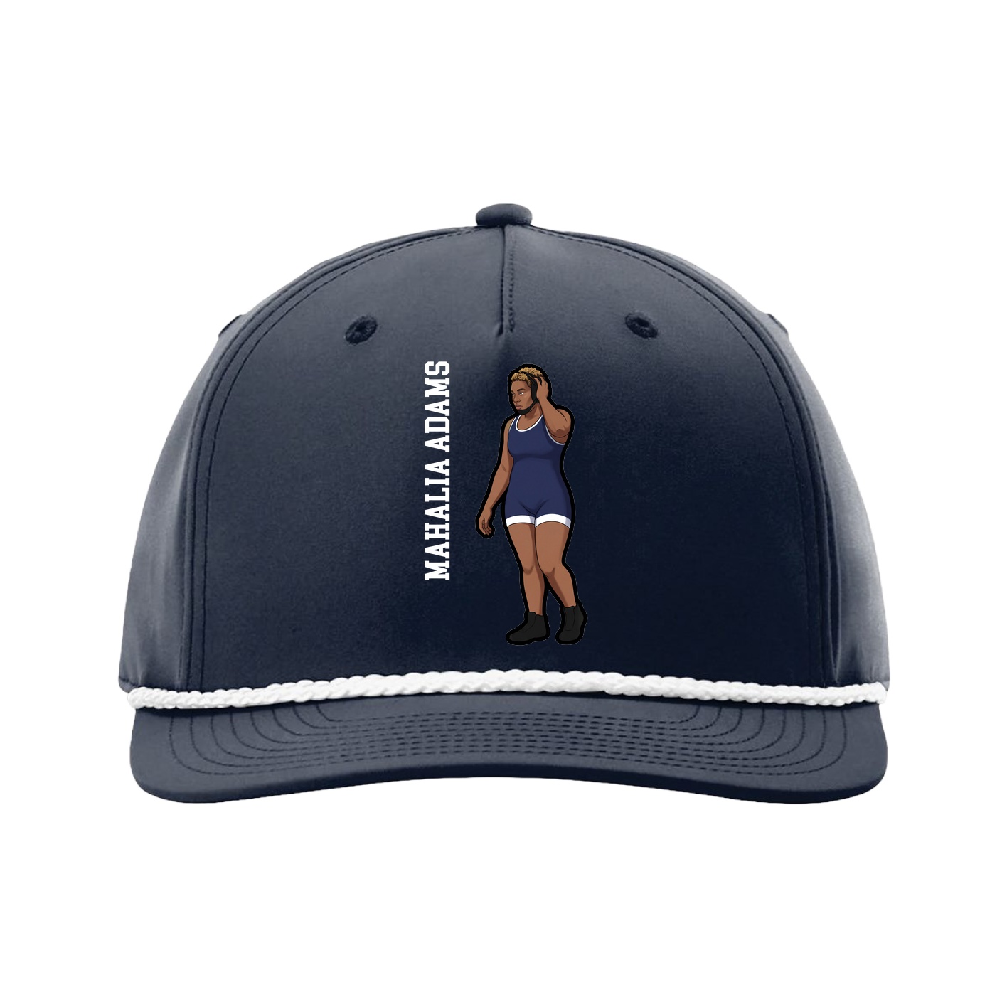 Five-Panel Classic Rope Cap — Name Vertical in Navy