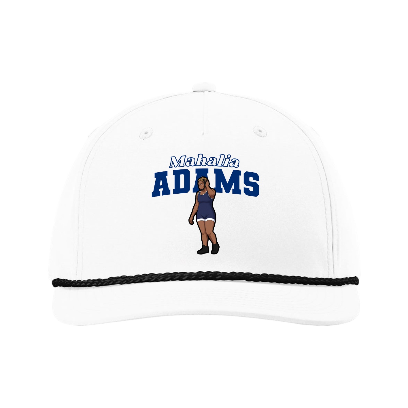 Five-Panel Classic Rope Cap — Name Arch in White