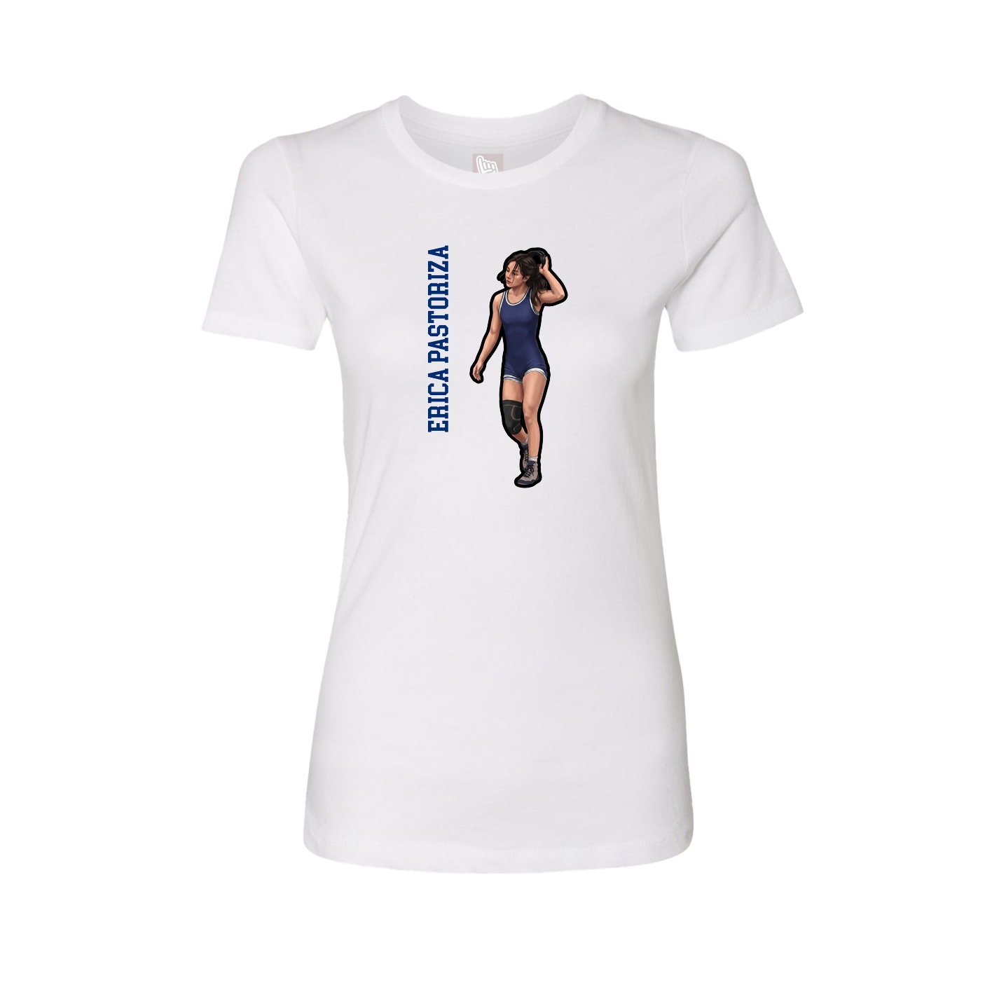 Fitted Women's Tee — Name Vertical in White