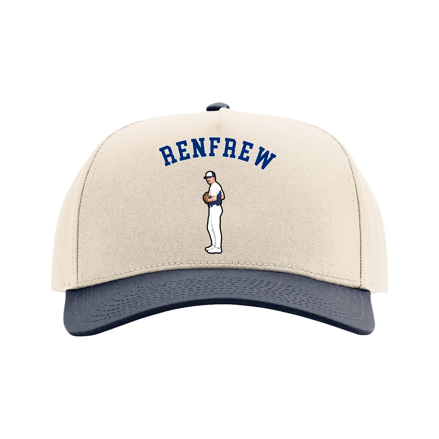 Full Fabric Five-Panel Champ Cap — Shirsey Arch in Cream/Navy