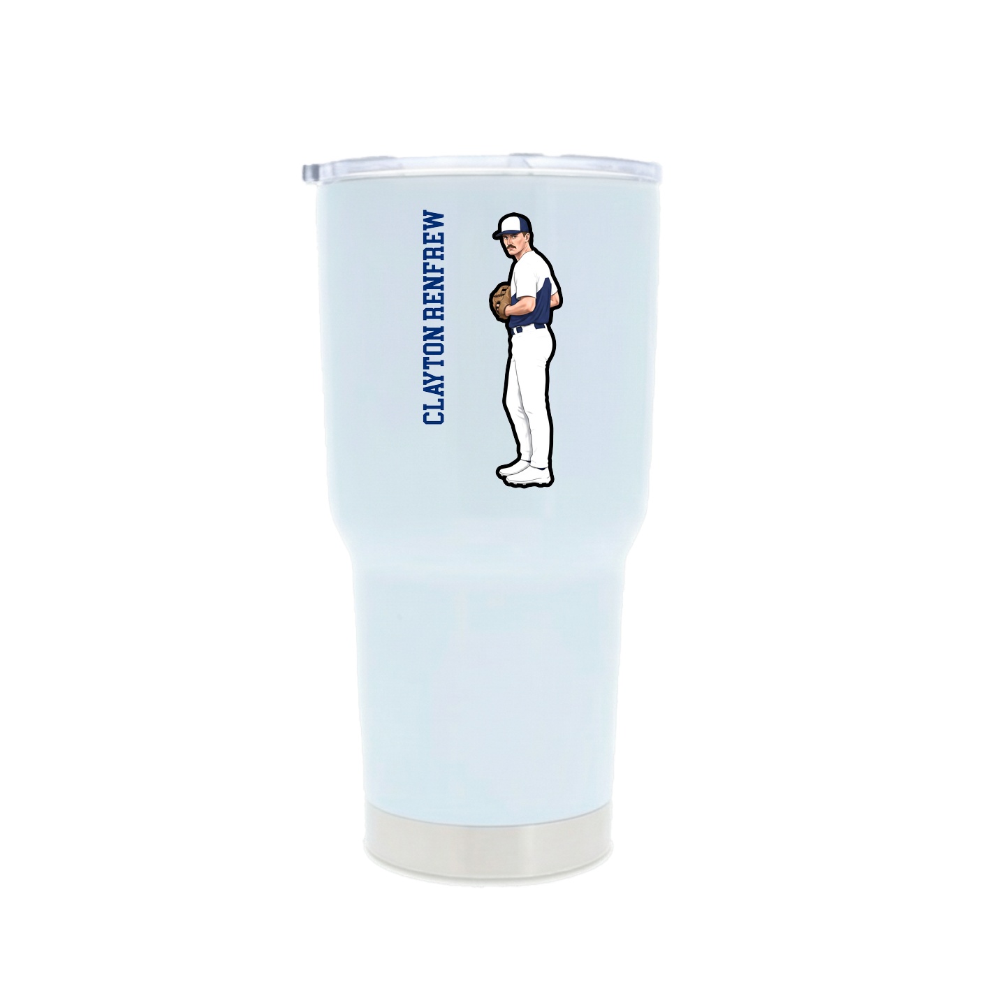 30oz Stainless Steel Tumbler — Name Vertical in White