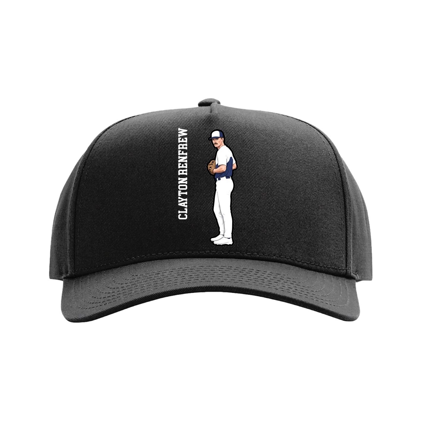 Full Fabric Five-Panel Champ Cap — Name Vertical in Black