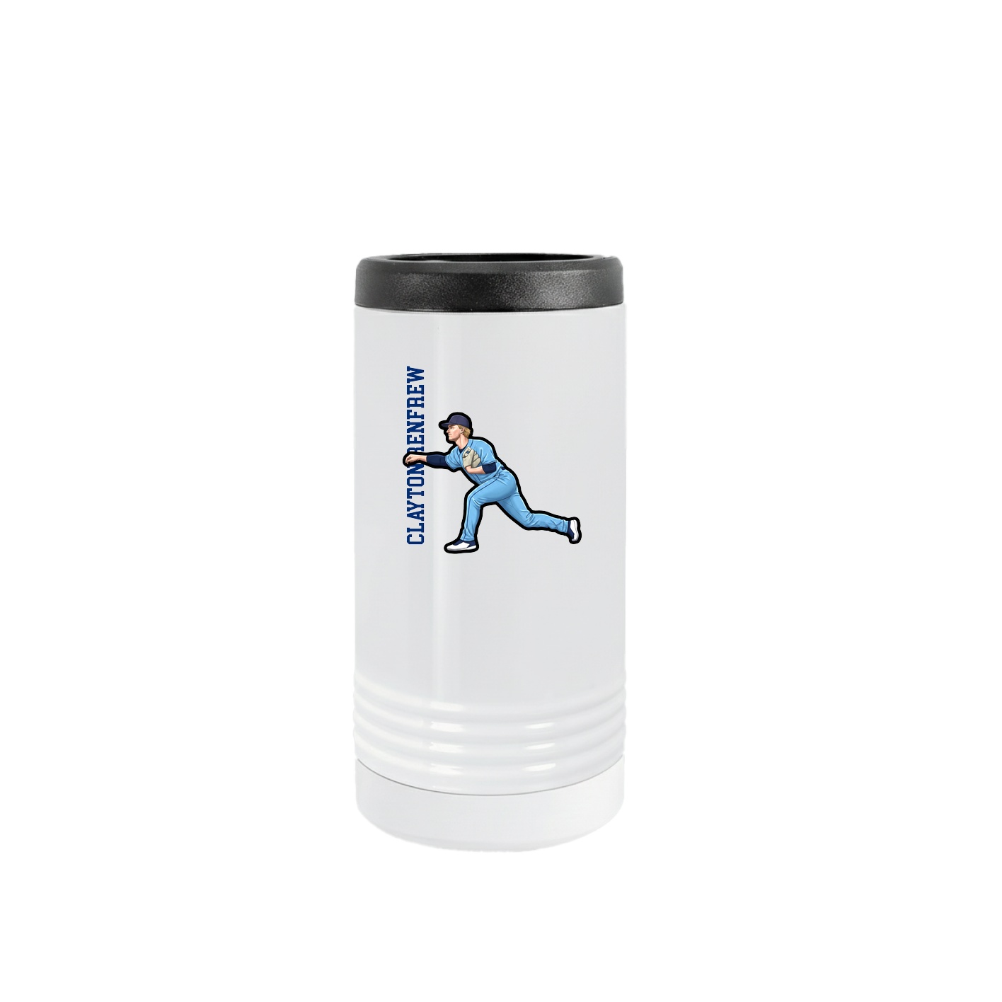 Slim Beverage Holder — Name Vertical in White