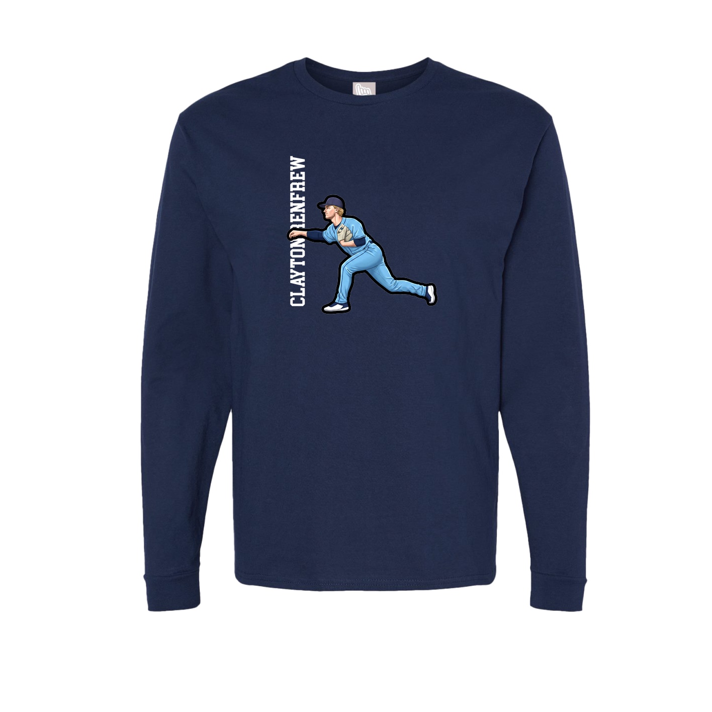 Long Sleeve Tee — Name Vertical in Navy
