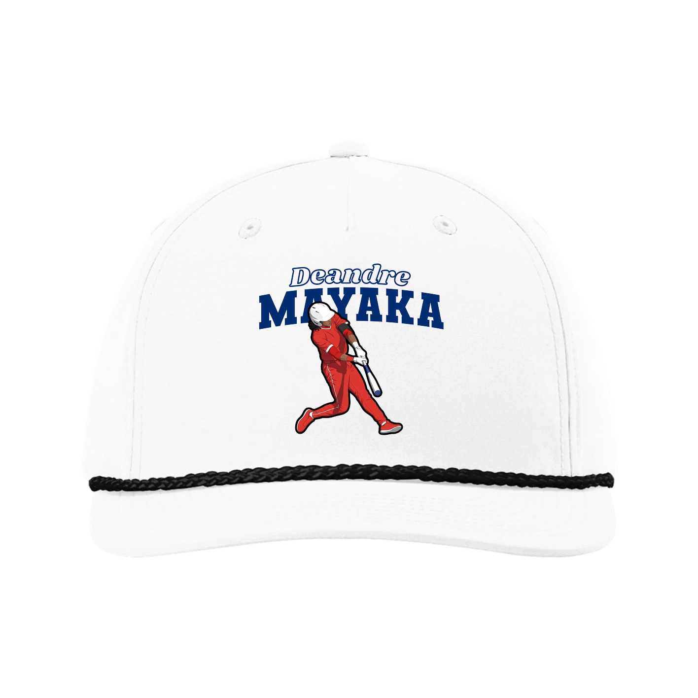 Five-Panel Classic Rope Cap — Name Arch in White
