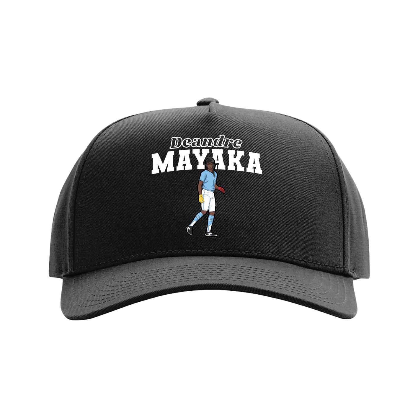 Full Fabric Five-Panel Champ Cap — Name Arch in Black