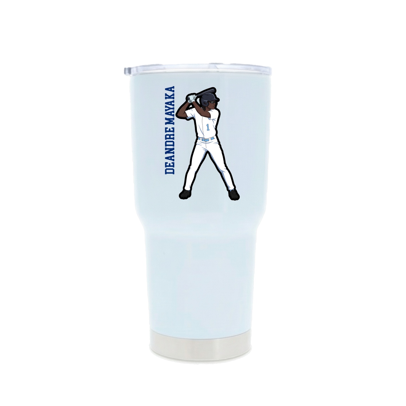 30oz Stainless Steel Tumbler — Name Vertical in White