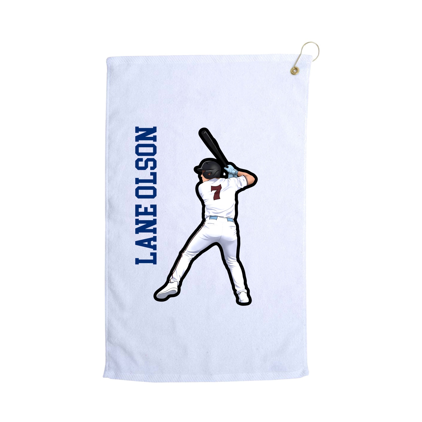Golf Towel — Name Vertical in White