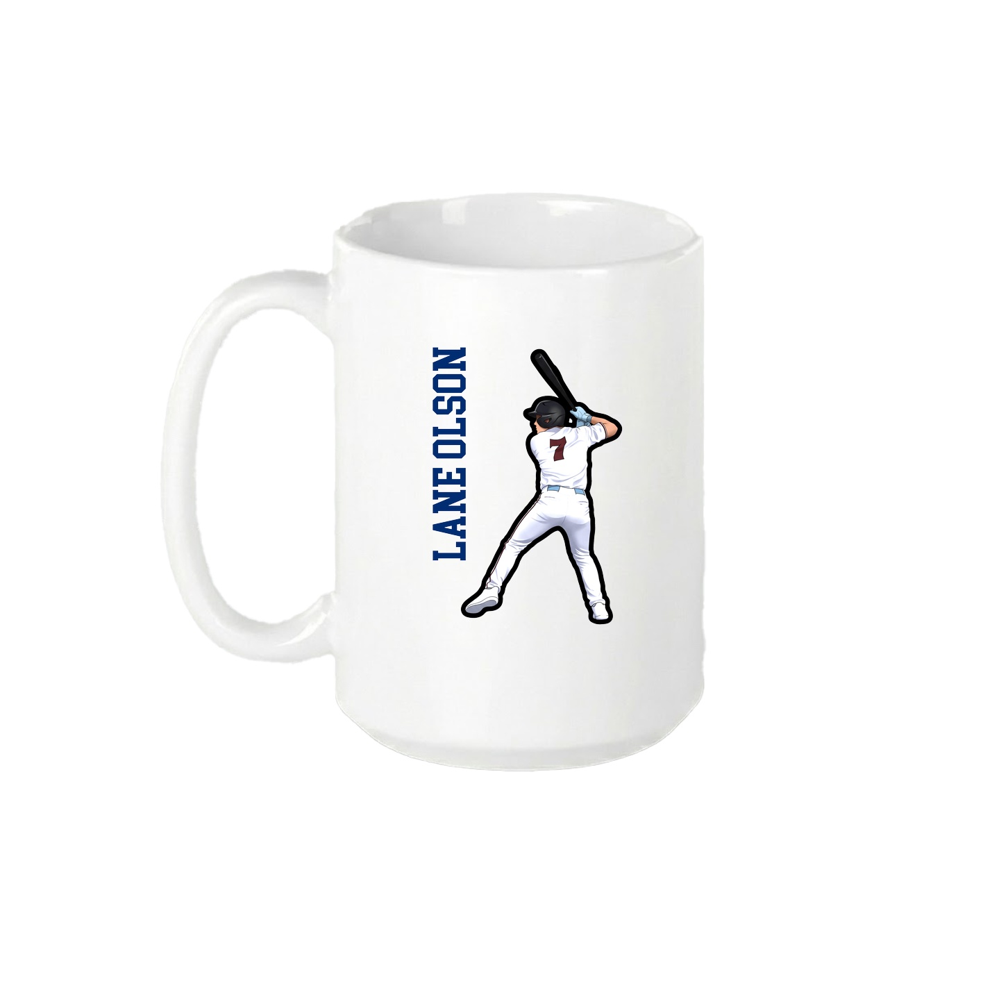 15oz Coffee Mug — Name Vertical in White
