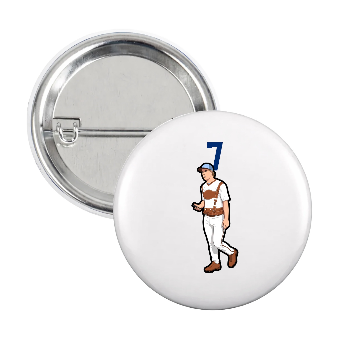 Game Day Button — Number Top in White