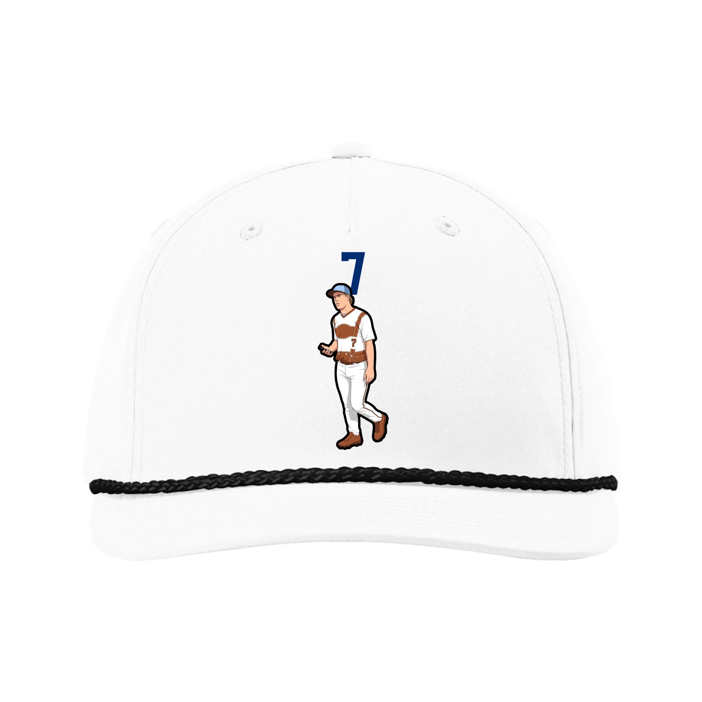 Five-Panel Classic Rope Cap — Number Top in White