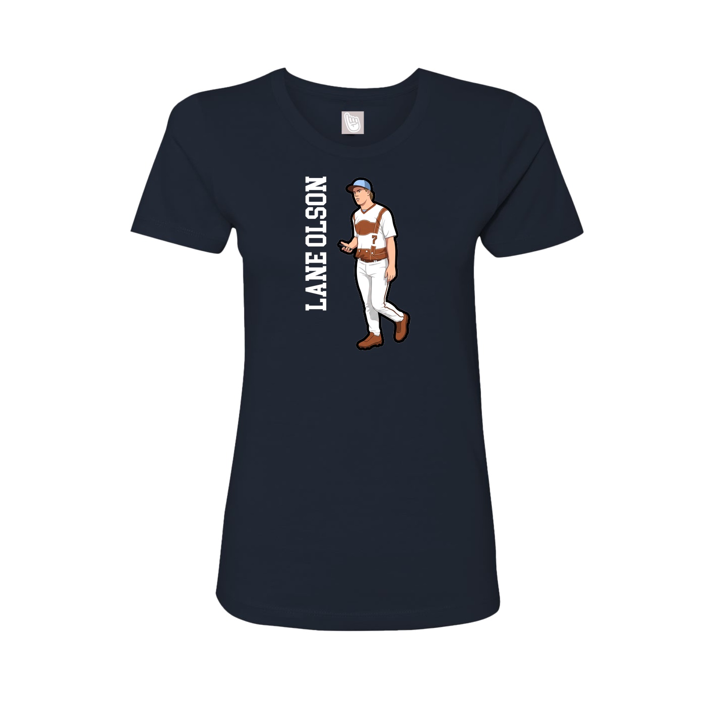 Fitted Women's Tee — Name Vertical in Navy