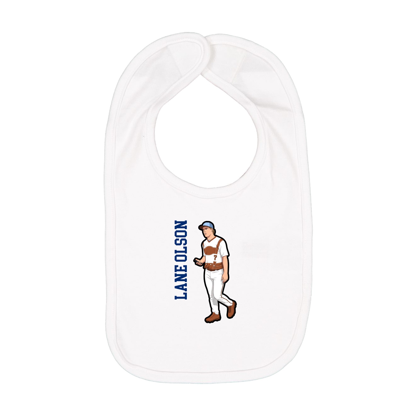 Infant Bib — Name Vertical in White