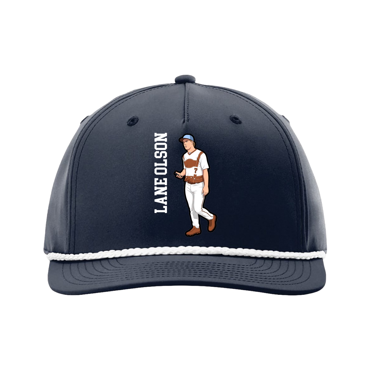 Five-Panel Classic Rope Cap — Name Vertical in Navy