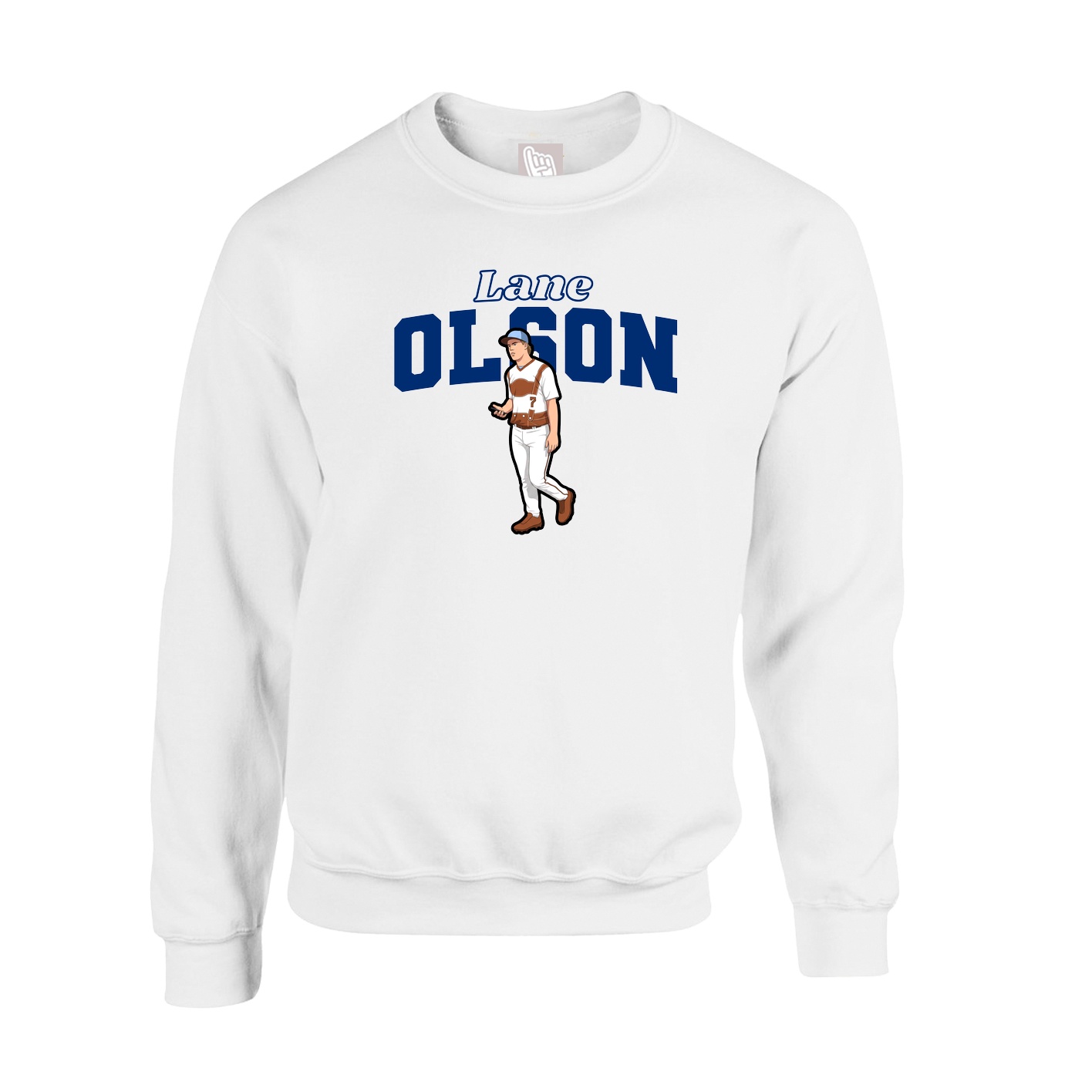 Fleece Crew — Name Arch in White