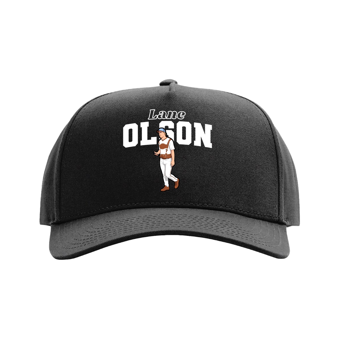 Full Fabric Five-Panel Champ Cap — Name Arch in Black