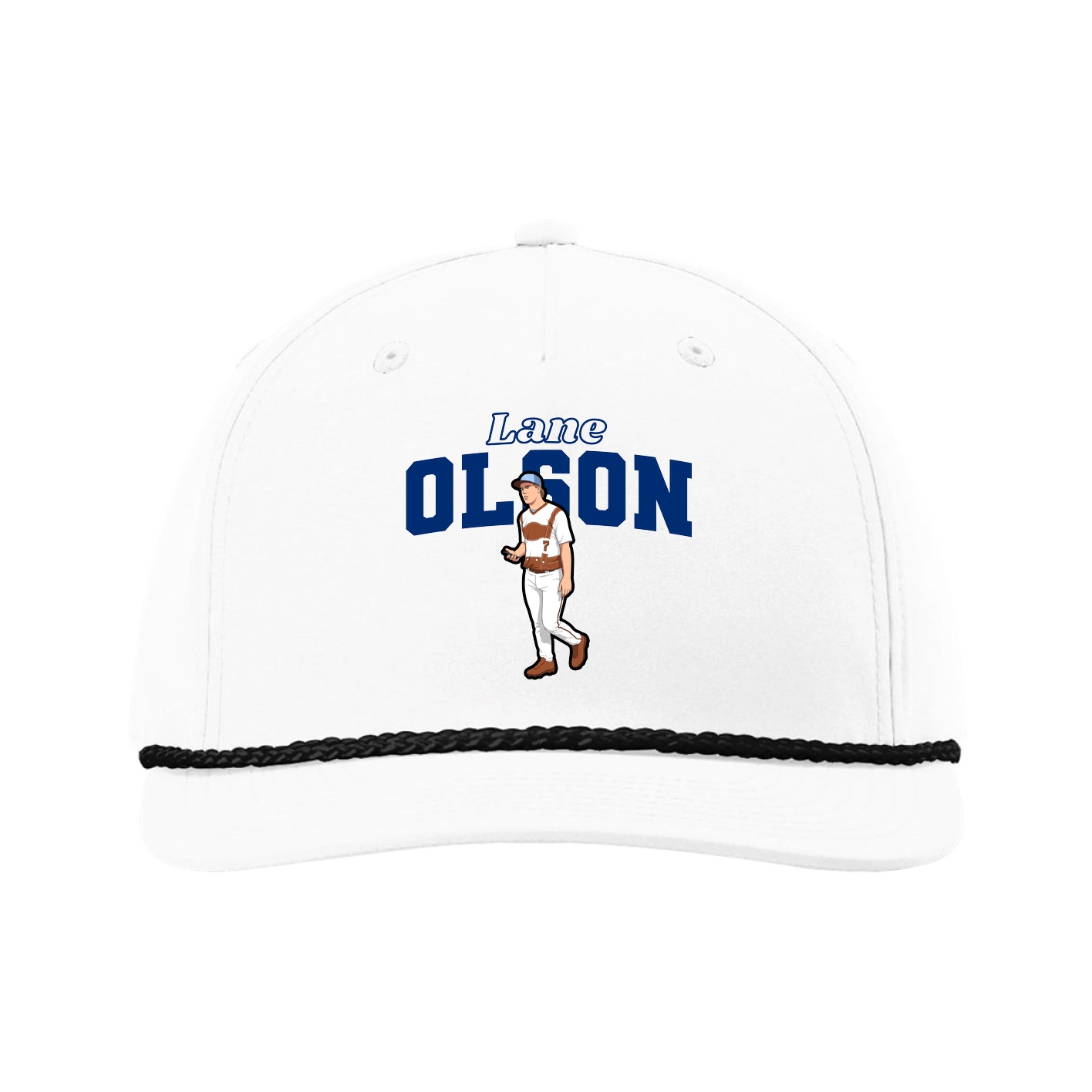 Five-Panel Classic Rope Cap — Name Arch in White
