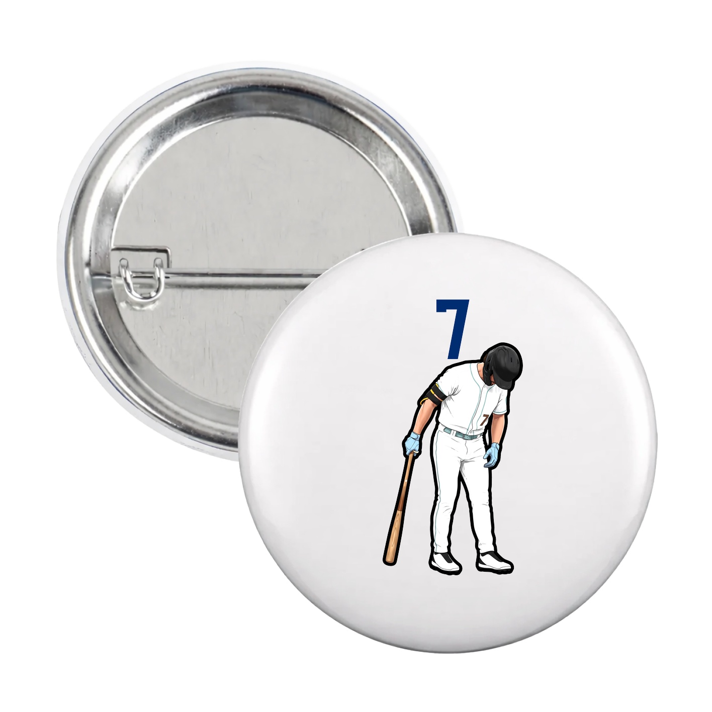 Game Day Button — Number Top in White