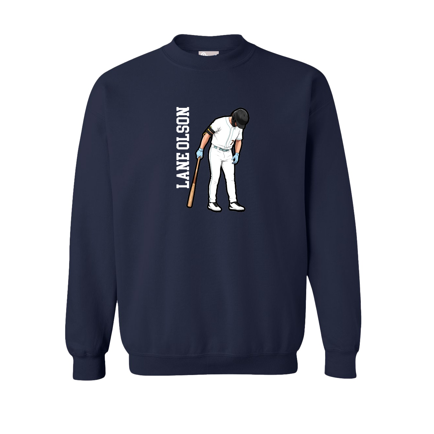 Fleece Crew — Name Vertical in Navy