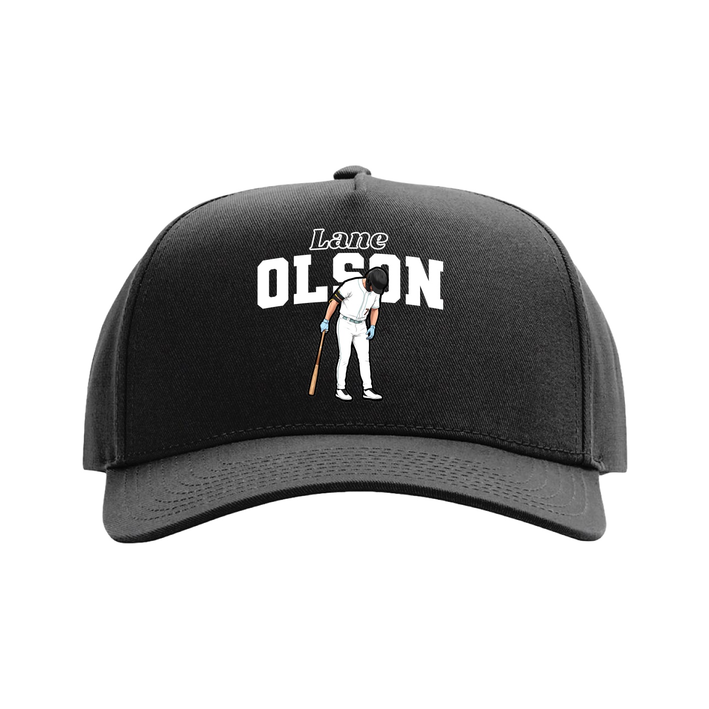 Full Fabric Five-Panel Champ Cap — Name Arch in Black