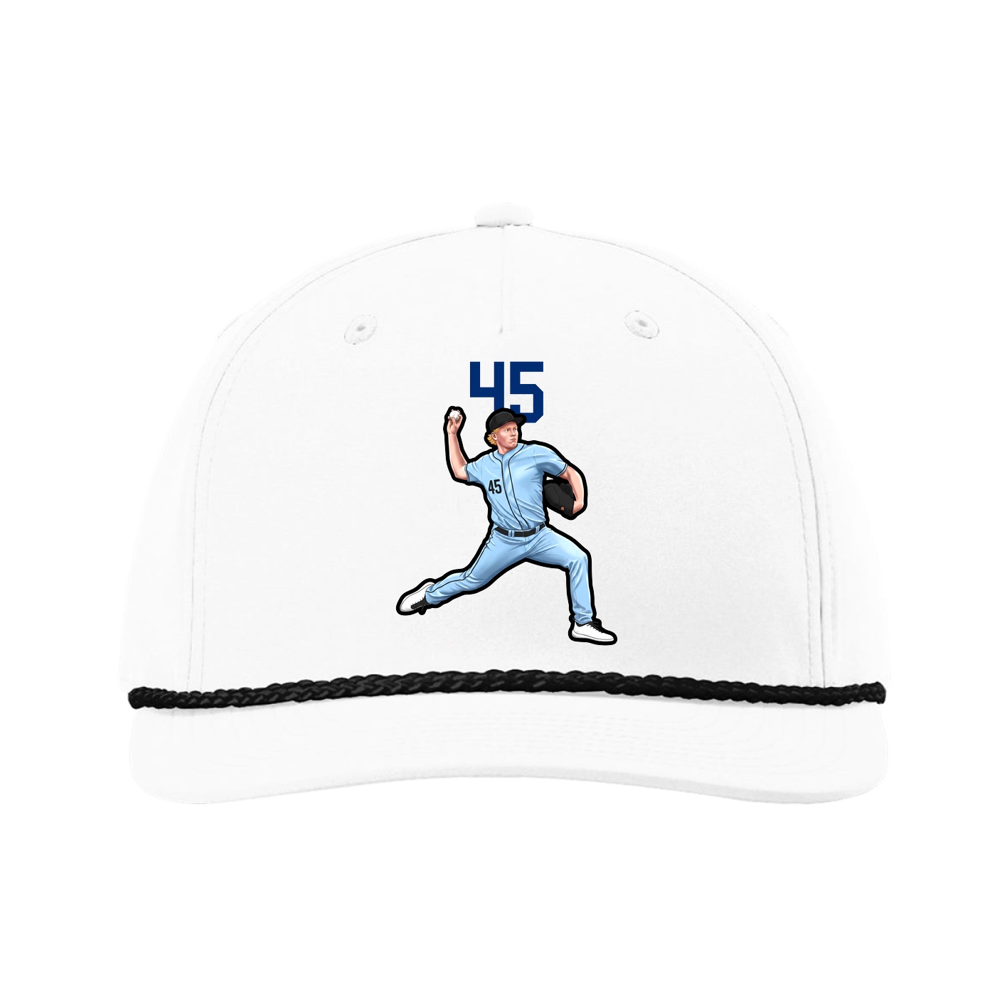 Five-Panel Classic Rope Cap — Number Top in White
