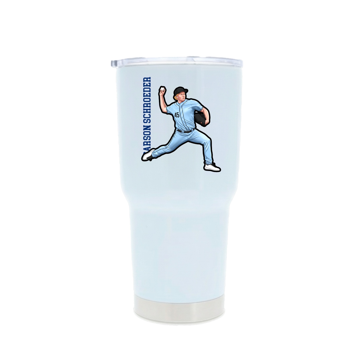 30oz Stainless Steel Tumbler — Name Vertical in White