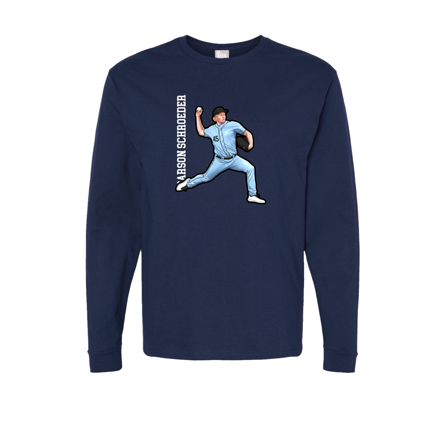 Long Sleeve Tee — Name Vertical in Navy
