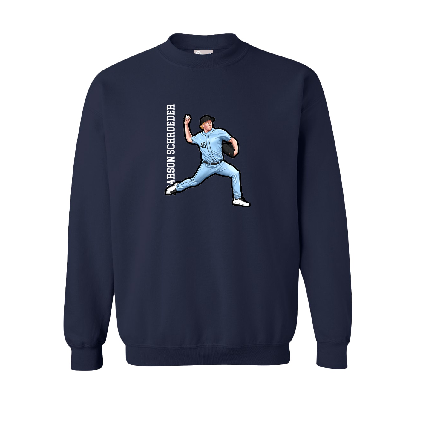 Fleece Crew — Name Vertical in Navy