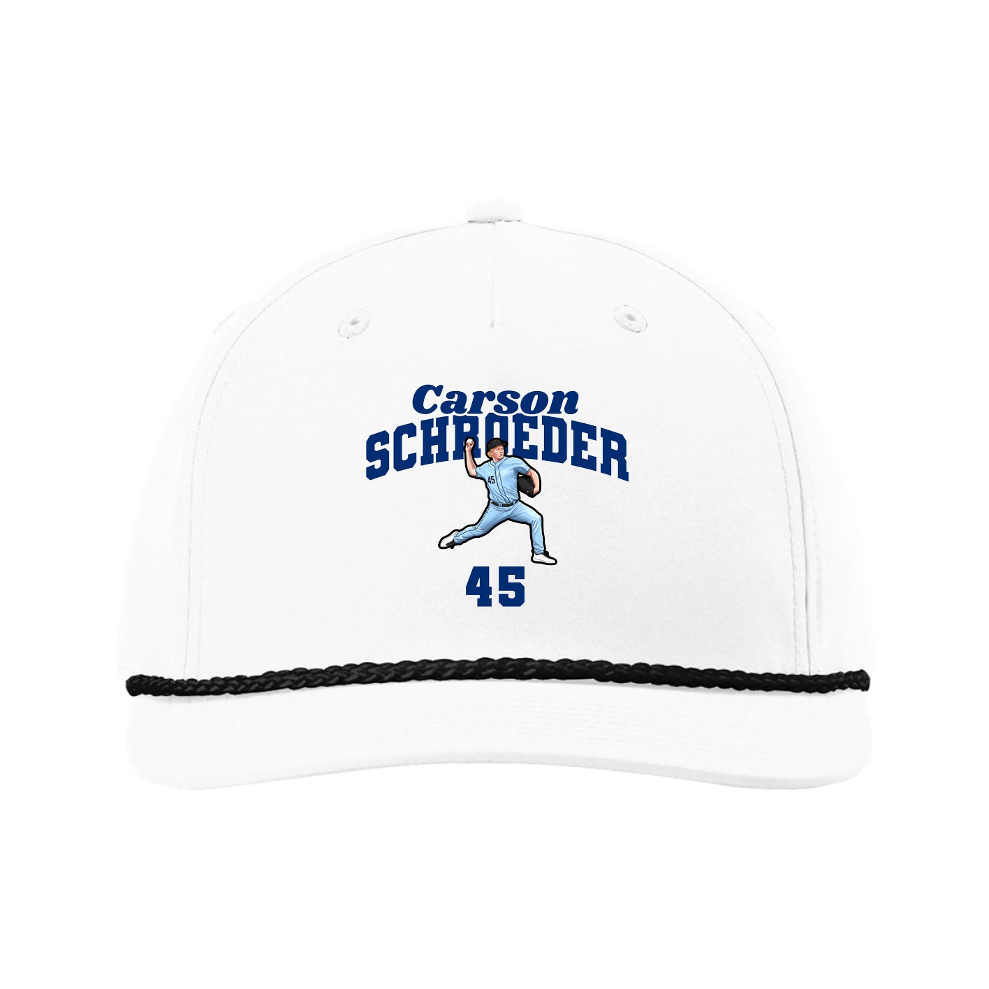 Five-Panel Classic Rope Cap — Signature Arch in White
