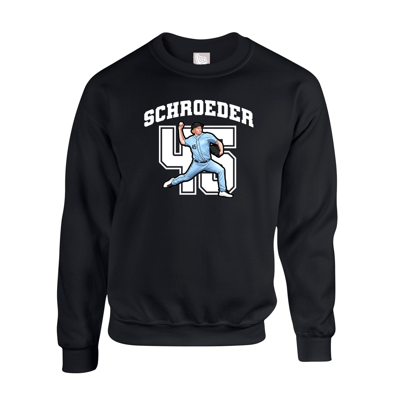 Fleece Crew — Number in Black