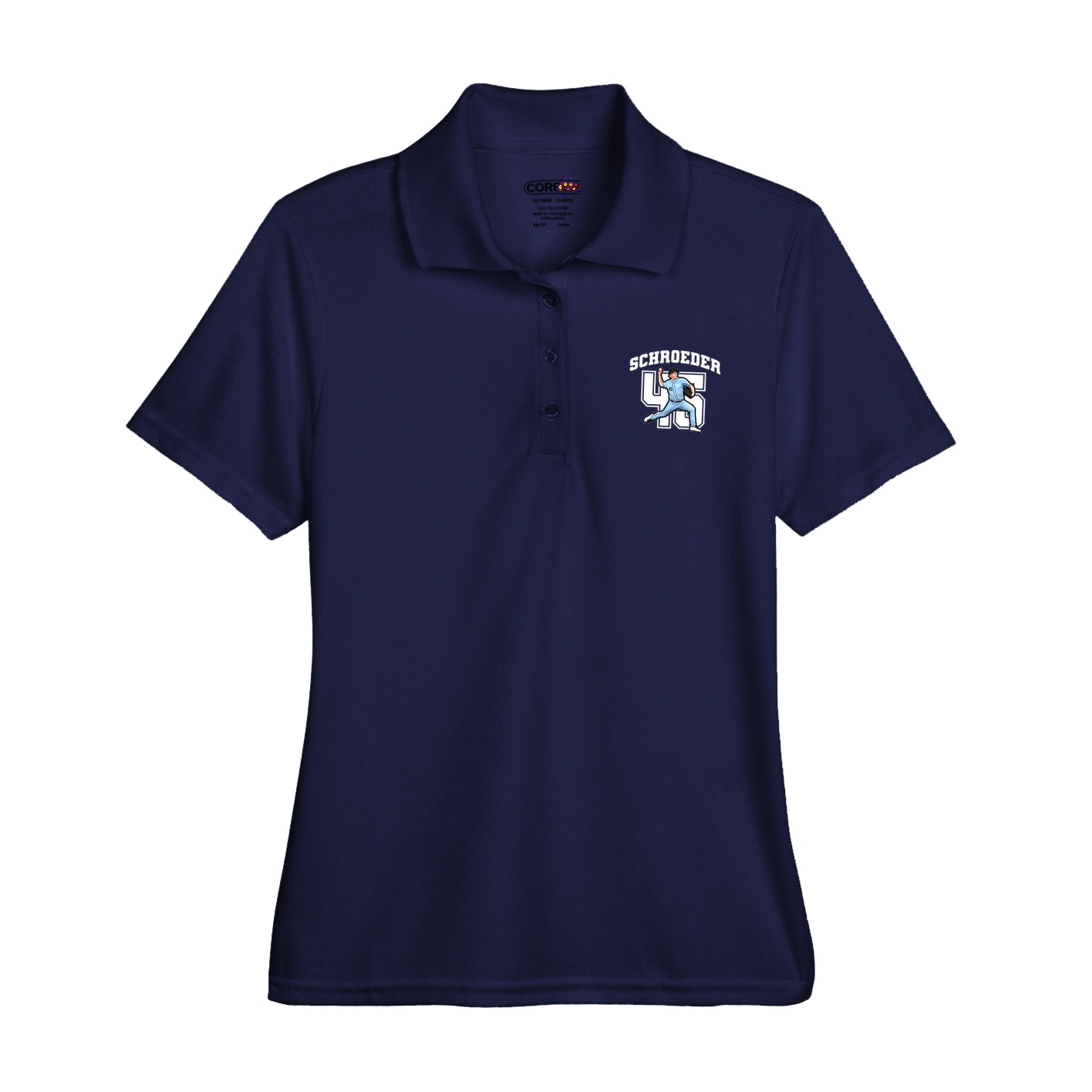 Womens Performance Polo — Number in Navy